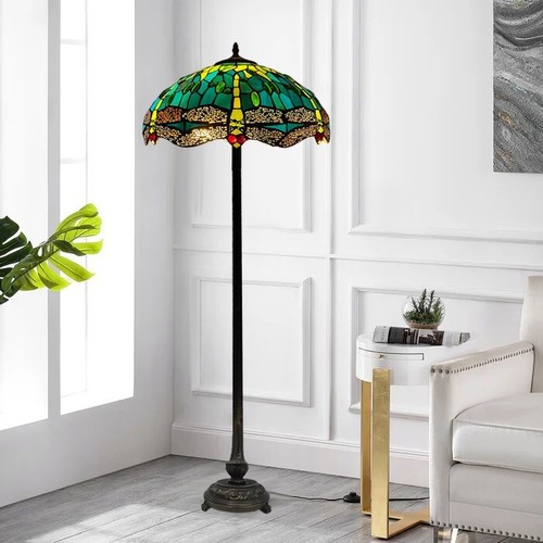 Green tiffany floor lamp - floor,