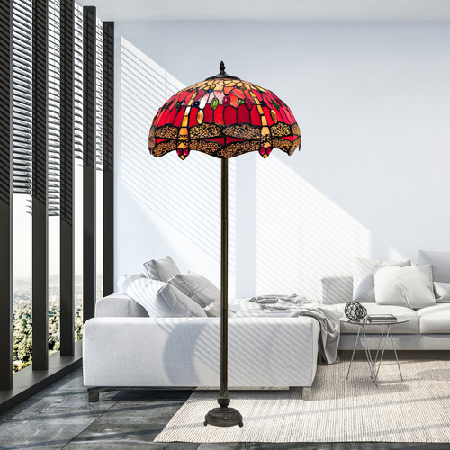 Red tiffany style floor - style,