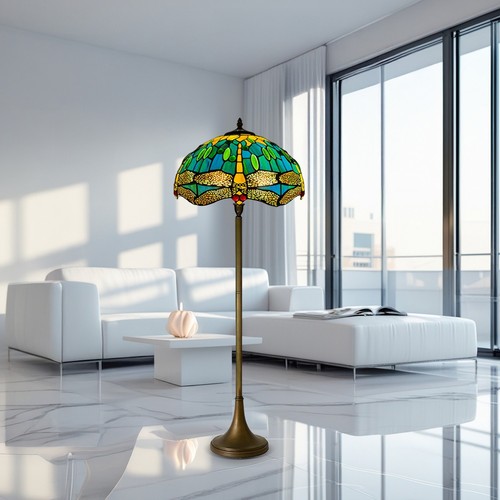 Green tiffany floor lamp - floor, 16