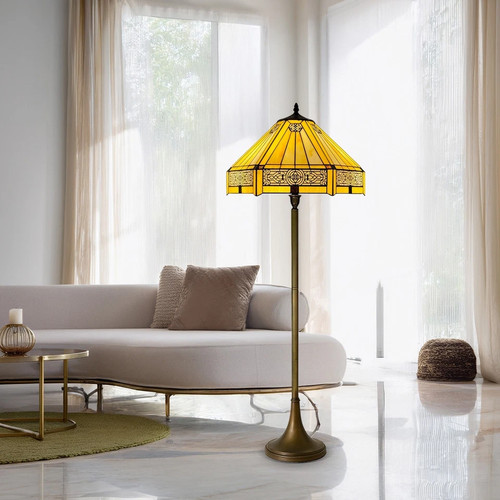 Tiffany floor lamp - floor, yellow