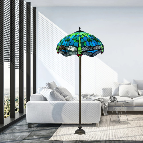 Green tiffany floor - lamp, 16
