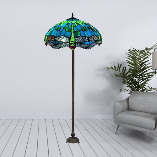 Green floor lamp tiffany - green, style
