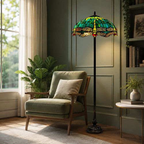 Tiffany style green stained - tiffany,