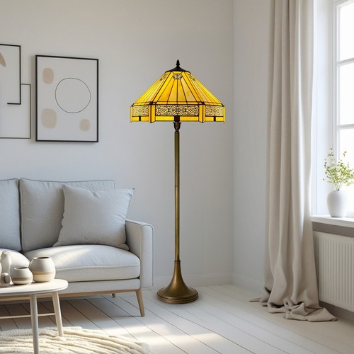 Tiffany floor lamp - tiffany, yellow