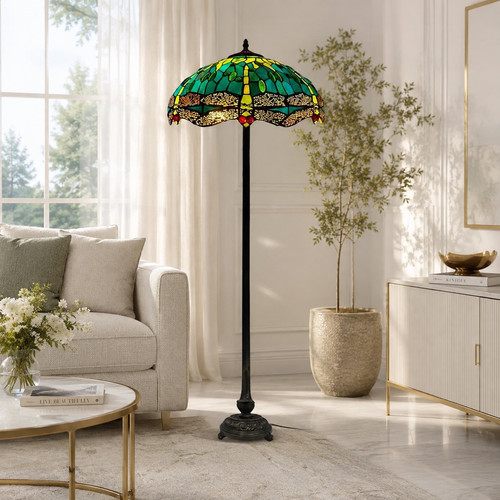 Green tiffany floor lamp - floor,