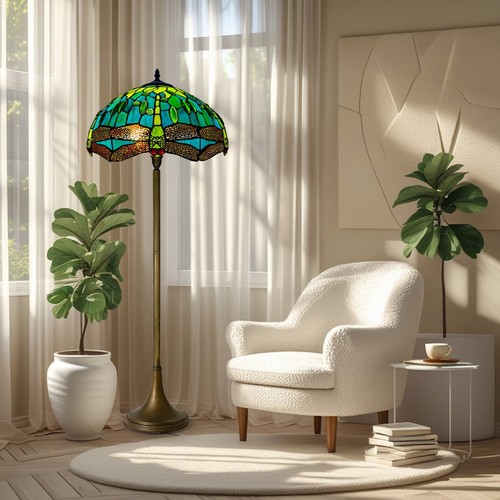 Green tiffany floor lamp - green,